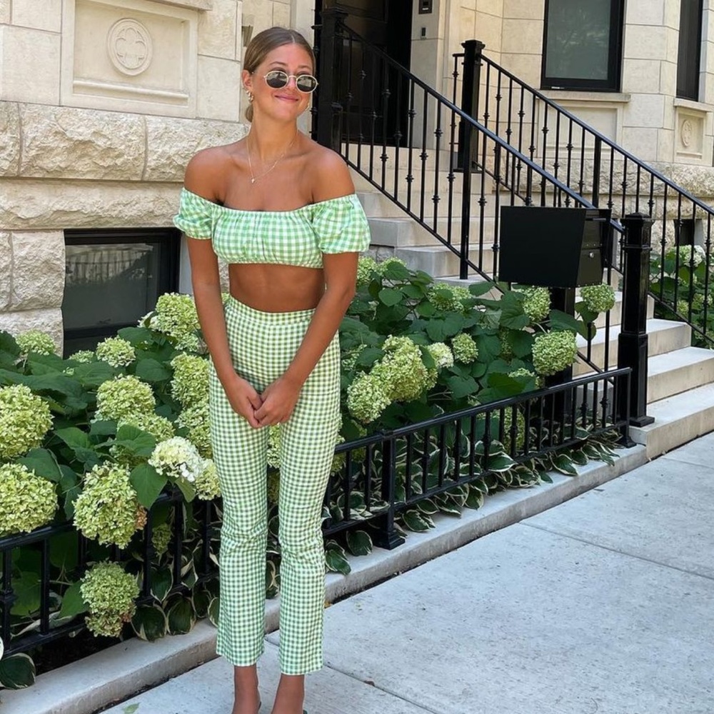 green gingham set